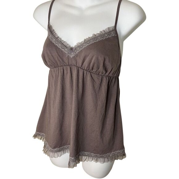 VICTORIA’S SECRET Women’s Gray Knit Soft Sleep Camisole Lace Trim Size Large - Picture 1 of 5